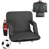 Vevor stadionsete, tribunestol med 6 justerbare vinkler, stadionsete med 73,66 mm pute, ryggstøtte og armlener, bred tribunestol med krok, lomme og koppholder for piknik, strandsport og spilling