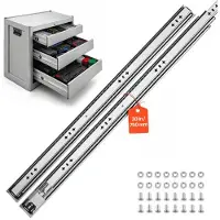Vevor 1 par skuffeskinner, 75 cm forlengelsesskinner med 120 kg lastekapasitet, sidemonterte skuffeskinner for kjøkken, 3-delt fulluttrekk, karbonstål, kulelager, med muttere og bolter