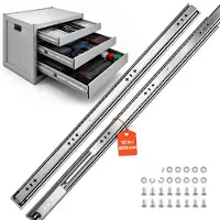 Vevor 1 par skuffeskinner, 80 cm forlengelsesskinner med 120 kg lastekapasitet, sidemonterte skuffeskinner for skap, fullt uttrekk, 3-delt, karbonstål, kulelager, med muttere og bolter