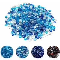 Vevor Brannglass, 10 lbs / 4,5 kg røykfrie og peissteiner, 3/4-tommers / 19,05 mm reflekterende bålsteinsglassperler, høyglans steinlandskap for bålbord, koboltblå + karibisk blå + klar
