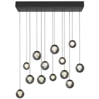 Pure LED-hengelampe Popup, grå/røykgrå, 100 cm, 13-lampe