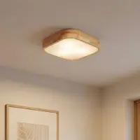 LINDBY taklampe Tanju, 40 cm x 40 cm, lyst tre, E27