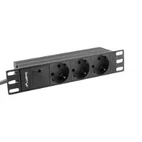 Lanberg PDU-03F-0200-BK - Strømfordelerenhet (kan monteres i rack) - AC 230 V - 4000 watt - inngang: CEE 7/4 / CEE 7/7 - utgangskontakter: 3 (type F) - 1U - 10 - 2 m kabel - svart