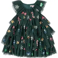 Konges Sløjd Kjole - Tulle - Yvonne Christmas - Hunter Green m. - - 9-10 år (134-140) - Kjole