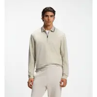 BOSS for man. 50570010 Light beige long-sleeve pleated polo (XXL), Casual, Cotton, Long sleeve