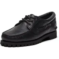 Timberland for woman. TB0A2GNVW021 Black Authentic Leather Boat Shoes (36 W), Flat, Laces, Casual