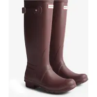 Hunter for woman. WFT1000RMA Burgundy Original Tall Wellington rain boots (37), Flat, None, Casual, Maroon, PVC