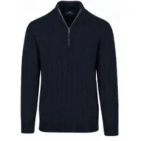 Steppin' Out Lau Pull Merino Half Zip Cable Marineblå Mørkeblå Blå Størrelse