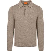Suitable Button Longue elange Poloshirt Beige Størrelse