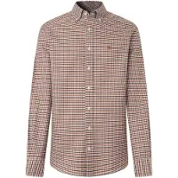 Hackett London for man. HM3010856 Orange Gingham Oxford Shirt (S), Casual, Cotton, Long sleeve