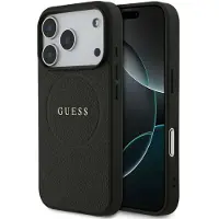GUESS MagSafe-etui med kornet ring for iPhone 17 Pro - svart