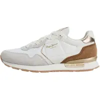 Pepe Jeans for woman. PLS400043 Brit Elite off-white sneakers (37), Fabric, Flat, Laces, Casual