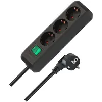 Brennenstuhl Eco-Line - Flerkoplingslist - utgangskontakter: 3 - 3 m kabel - svart