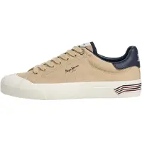 Pepe Jeans for man. PMS300030 Taylor Break beige sneakers (40), Fabric, Flat, Laces, Casual