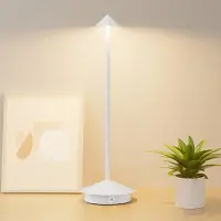 24hShop LED-bordlampe i aluminium med justerbar lysstyrke og USB-lading - Hvit
