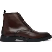 BOSS for man. 50573364 Calev Brown Leather Ankle Boots (43), Flat, Laces, Casual