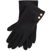 Ralph Lauren for woman. 454833075001 Black Two Button gloves (L), Casual, Wool