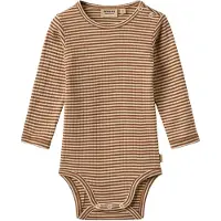 Wheat Body I/e - Freddie - Varm hasselnøttebrun Stripe - - 1½ år (86) - Langermet Body