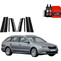 Grizz Glass karbonfiberfolie til stolper BodyShield til Skoda Superb 2 Kombi (2009-2013) [10w1]