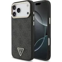 GUESS iPhone 18 Pro Max 4G Strass Triangle Logo Gold Frame MagSafe-deksel - svart