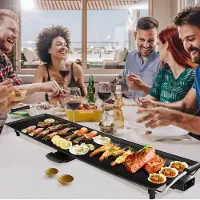 24hShop Elektrisk grillplate 1800 W for innendørs bruk – svart 90 cm