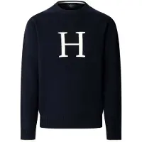 Hackett for man. HM7000266 Navy Blue Icon Kt Crew Sweater (L), Casual, Wool, Classic