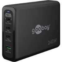 Goobay flerports hurtiglader USB-C PD GaN (240 W) - svart