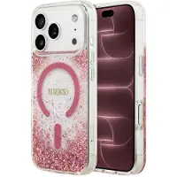 GUESS iPhone 18 Pro Max/17 Pro Max Resin Bottom Glitter MagSafe-deksel - rosa