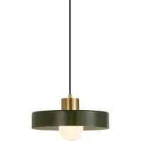 QAZQA Retro Pendellampe Messing med Grønn for 1-Fase Skinnesystem - Iconic Jina