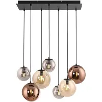 JUST LIGHT Hengelampe Shiny, 7 lyskilder, lang, multifarget, glass, E14