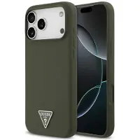 GUESS MagSafe-etui med trekantet silikonlogo til iPhone 17 Pro Max – grønt