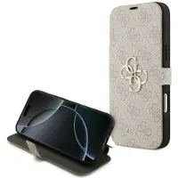 GUESS Book 4G metalllogo-etui til iPhone 18 Pro Max / 17 Pro Max – rosa
