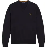 Fred perry for man. K9600 Navy Classic V-Neck Jumper (L), Casual, Wool