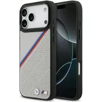 BMW M Tricolor MagSafe-etui med metallogo for iPhone 17 Pro Max - grå