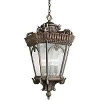 Kichler Tournai utendørs pendellampe, Ø 19 cm, bronse, aluminium, glass