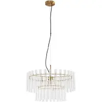 LUCANDE hengelampe Leanna, klar/messing, Ø 54 cm, glass