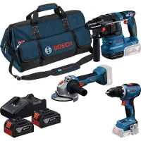 Bosch Gsr18v-65+gws18v-8+gbh18v-22+2x4.0ah +ga Elektrisk Verktøysett