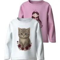 Name it Gensere - 2-pack - NmfVotea - Bright White/Full Blooming - - 6 år (116) - Genser