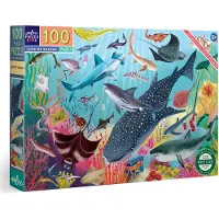Eeboo Puslespill - 100 Brikker - 45,7x68,5 cm - Haier I Dybden - - OneSize - Puslespill
