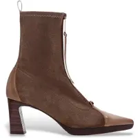Hispanitas for woman. HI265085 Taupe Bangkok leather ankle boots (38), 3 to 5 cm, Zip, Casual