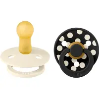 BIBS Colour Smokker - Str. 2 - Rund - 2-pack - Ivory/Svart - - 6-18 md - Smokk