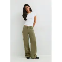 Gina Tricot  - Wide workwear jeans - Wide jeans - Grønn - 38 - Dame