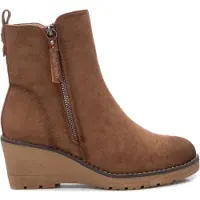 Refresh for woman. 17100903-CAMEL Ankle boots brown suede -Height 6cm wedge (38), 5 to 8 cm, Zip, Casual