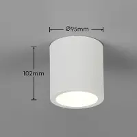 TRIO Taklampe Biscotto, matt hvit, Ø 9,5 cm, metall, IP44
