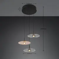 TRIO LED-hengelampe Sirena svart/rav/røykfarget, Ø 41 cm, glass, 3 lyskilder