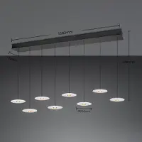 TRIO LED-hengelampe Sirena, hvit, lengde 167 cm, glass, CCT, 8 lyskilder.