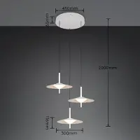 TRIO LED-hengelampe Amalo, matt hvit, Ø 67 cm, metall, 3 lyskilder.