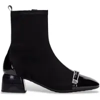 Hispanitas for woman. HI265016 Black leather ankle boots Warsaw (37), Fabric, 3 to 5 cm, Zip, Casual
