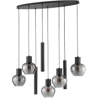 Brilliant Hengelampe Ligari, svart/røykgrå, lengde 126 cm, glass