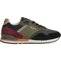 Pepe Jeans for man. PMS30992 Leather Sneakers London Forest green (41), Flat, Laces, Casual